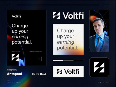 Modern fintech app logo for Voltfi abstract bolt mark abstract design app icon bolt logo bolt mark brand identity brand style guide branding energy logo finance app logo finance logo fintech app icon fintech brand design fintech logo futuristic logo logo design modern design tech technology voltfi logo