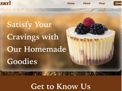 Hero Section Design for Bakery Website bakerywebsite figma food website fooddesign glass morphism graphicdesign herosection typography ui ui design uiux webdesign