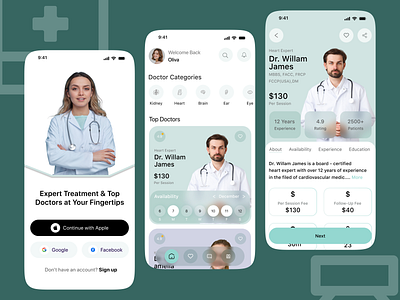 Health Care Apps app design apps doctor booking app figma app graphic design health care app healthcare medical app mobile app modern app online doctor app ui ux