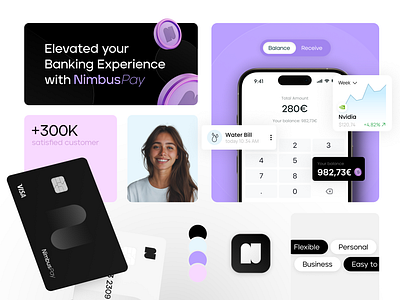 Cloud Bank – Bento - Branding app bank bank app banking bento black brand branding color palette credit card logo pink purple ui visual identity