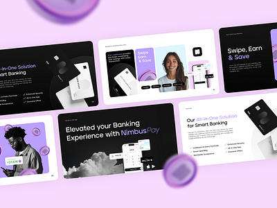 Bank App – Slides & Pitch Deck app bank bank app black branding dark deck graphic design pink pitch deck purple slide slides