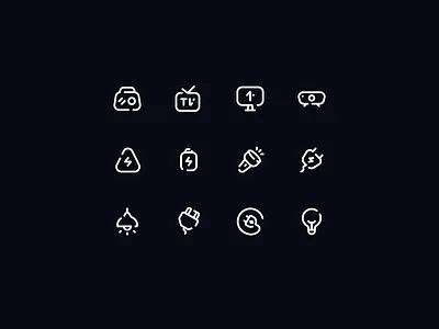 NeatIcons - Electronic Icons - Gestalt Style branding electronic flashlight hdmi icon icon design icon pack icon set iconography icons lamp light meet neaticons plug projector radio ui uiux web design