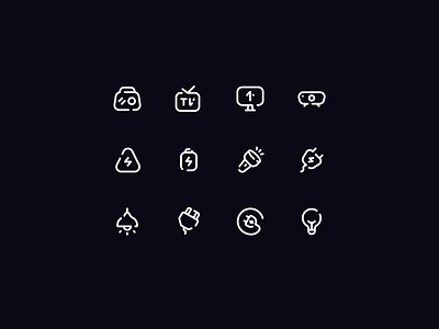 Electronic Icons - Gestalt Style electronic flashlight hdmi icon icon design icon pack icon set iconography icons lamp light meet neaticons plug projector radio tv ui ui design uiux