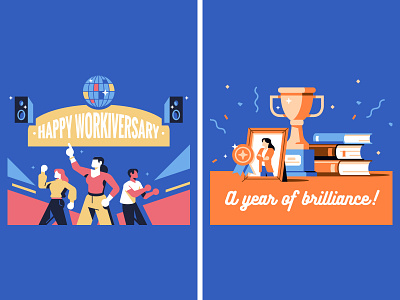 Kudoboard - Work anniversary 2 anniversary card celebrate character company flat geometric greatings illustration message party platform work