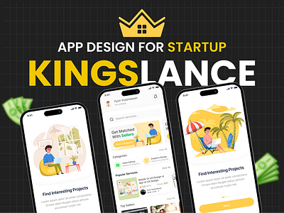 💼 Kingslance - Freelance Mobile App Design for StartUp | UX 🎯 app app design app freelancing branding design freelance app freelance app design freelancer freelancing app graphic design illustration kingslance logo mobile app design ui ui freelancing app user interface user interface app ux vector