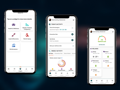 Optimising the Health Care Industry colour healttech icons insights layout tabs ui ux widgets