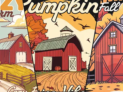Autumn Farm Barn T-shirt Design apparel design artwork autumn clothing design cozy fall farm farmhouse illustration t shirt design