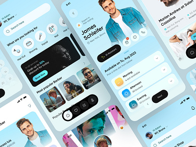 Barber Booking Mobile App app app design barber beauty beauty app booking booking platform business business design grooming hair cut hairdresser app man care mobile design modern design on demand platform stylish ui ux