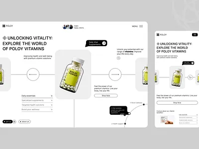 Web Design Of The Complex Of Additives beauty concept creative design health medicine supplements ui ux vitamins wealth web wellness