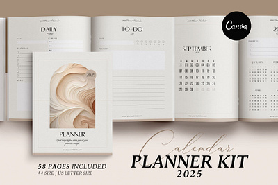 2025 Canva Planner, 2025 Monthly Calendar template, Beige theme 2025 2025 calendar 2025 planner 2025 planner canva calendar template canva template challenge workbook template daily planner ebook template lead magnet monthly planner planner template project planner weekly planner worlbook template yaerly planner