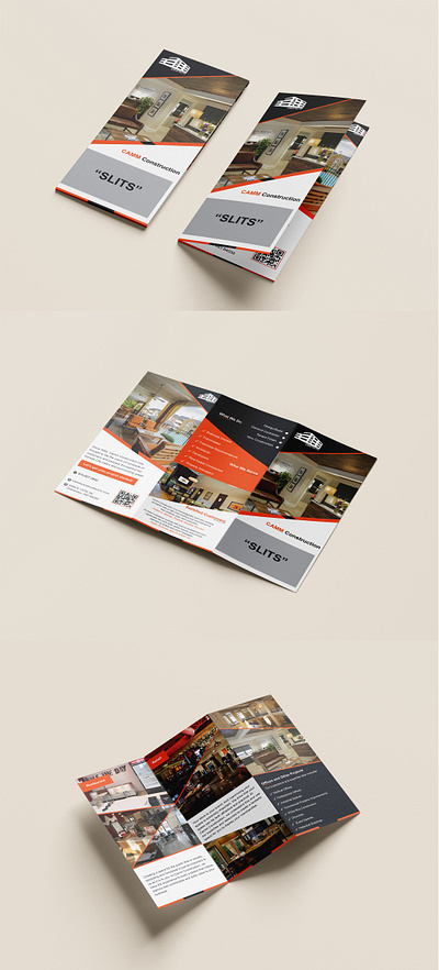 Construction Tri-Fold Brochure brochure design building solutions clean layout construction construction branding construction company corporate design creative design dvertising brochure graphic design marketing material modern design print design professional brochure tri fold brochure