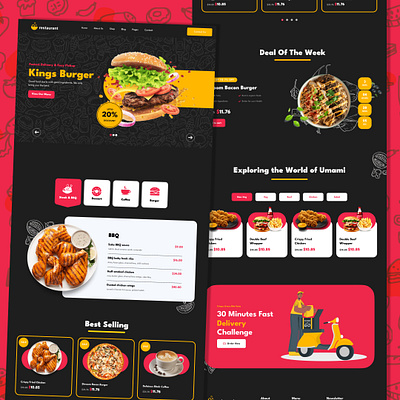 Restaurant Landing Page Design clean design creative design creative ui digital dining food and beverage design food website interactive design landing page ui menu showcase restaurant website uiux design user experience user interface design web design