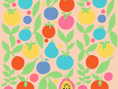 Cute hand-drawn pattern of juicy fruits app branding design graphic design illustration logo typography ui ux vector