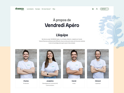 Vendredi Apéro - Website Design belgium blue desktop drink illustration minimalist odoo pastel profile team web website yellow