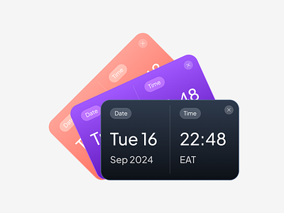 Date & Time Cards UI design illustration mockup ui uidesign uiux