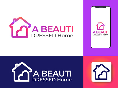 A Beauti Dressed Home abstract best logo branding branding identity colorful logo creative logo design dribble gradient graphic designer home logo home love logo icon logo illustration logo maker modern modern logo symbol tech logo