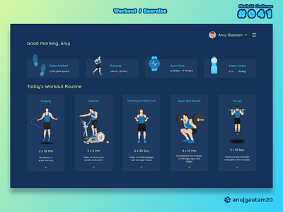 #DailyUI Challenge #041 : Workout / Exercise 041 app branding creative dailyui design exercise graphic design illustration landing page logo trending typography ui ux vector workout