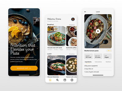 Healthy recipe mobile app UI design android app design food app health app ios design mobile design responsive ui ui ux