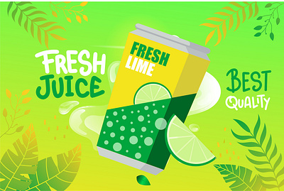 Fresh Lime Juice Tin Can Design 3d branding design fresh lime juice tin can design graphic design illustration logo vector