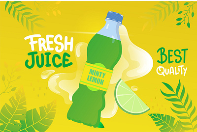 Fresh Lime Juice Bottle Design 3d branding design fresh lime juice bottle design graphic design illustration logo vector