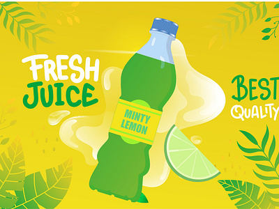 Fresh Lime Juice Bottle Design 3d branding design fresh lime juice bottle design graphic design illustration logo vector