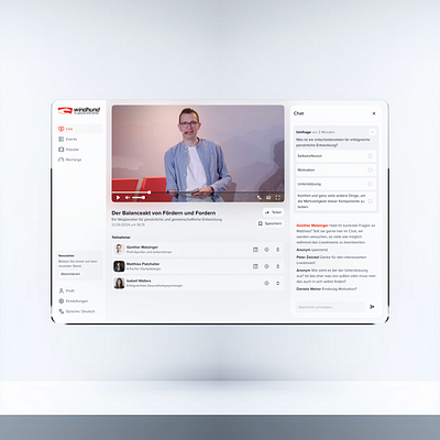 Corporate Healthcare Streaming Platform (German) corporate health design deutsch enterprise design german gesundheit health healthcare livestream platform product saas software as a service stream streaming ui uiux ux