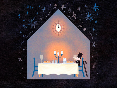 I am still waiting for you,,, art artwork bread candle candlelight cane chair clock design haus house illust illustration ipad light line photoshop table tablecloth tissue