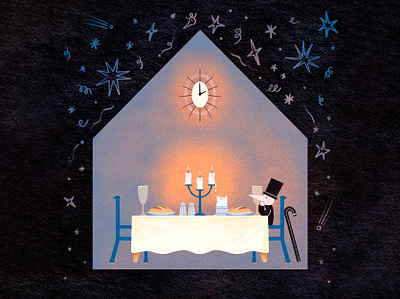 I am still waiting for you,,, art artwork bread candle candlelight cane chair clock design haus house illust illustration ipad light line photoshop table tablecloth tissue