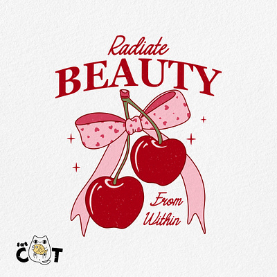 Red fruit _ Radiate Beauty from within cherry coquette illustration pod print on demand red fruit retro retro design