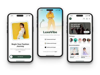 LuxeVibe App app app deign app layout app ui design fashion minimal modern ui ui design ux ux design