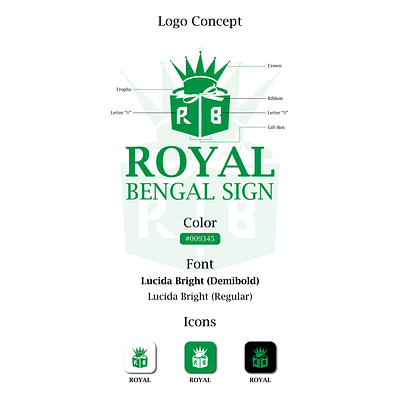 The Royal Bengal Sign Logo Design branding crown gift logo design graphic design logo