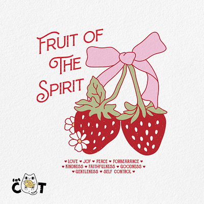 Red fruit _ Fruit of the Spirit coquette illustration pod print on demand red fruit retro retro design strawberry