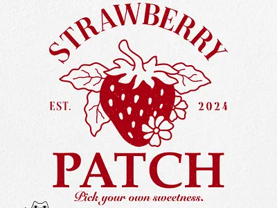 Strawberry Patch illustration pod print on demand red fruit retro retro design strawberry