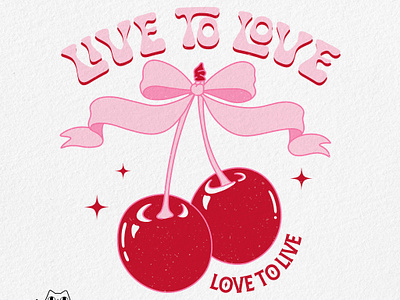 Red fruit _ Live to Love cherry coquette illustration pod print on demand red fruit retro retro design