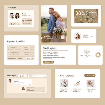 Wedding service: Web app | Style kit | UI/UX | Branding brand design branding clean style dashboard design design system event event agency figma graphic design identity interface design luxury minimalistic online service product design uiux user experience user interface wedding wedding service