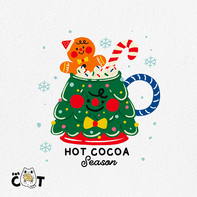 Christmas hand drawn _ Hot cocoa season christmas hand drawn illustration pod print on demand