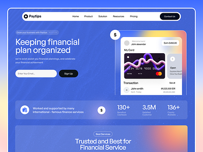 Paytips- SAAS Landingpage design finance la landing page minimal saas ui uiux user interface webdesign website