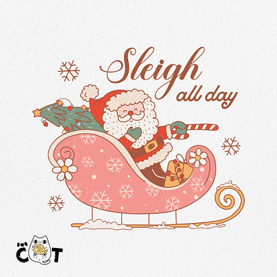 Groovy Christmas _ Sleigh all day christmas graphic design groovy illustration pod print on demand retro