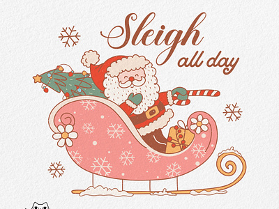 Groovy Christmas _ Sleigh all day christmas graphic design groovy illustration pod print on demand retro