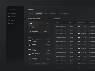 Product Billing billing card credit card feature invoice payment product product design ui wallet