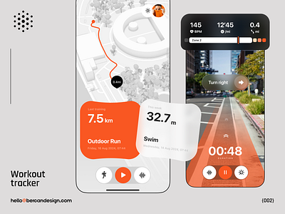 AR workout tracker activity app ar clear design ios map sport sport app tracker ui ux