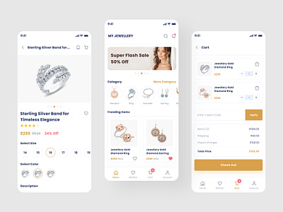 Jewellery App eCommerce Design app design ecommerce graphic design mobile app product design ui ui design ux design