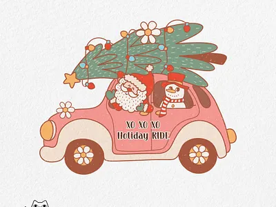 Groovy Christmas _ XO XO XO Holiday RIDE christmas illustration pod print on demand retro retro design