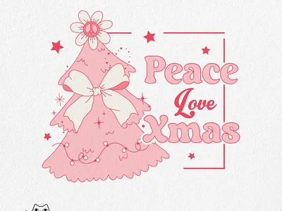 Coquette Christmas _ Peace love Xmas christmas illustration pod print on demand retro retro design