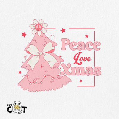 Coquette Christmas _ Peace love Xmas christmas illustration pod print on demand retro retro design