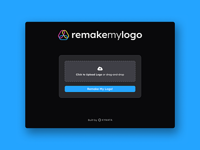 Remake My Logo AI App ai ai app ai design app branding colorful dark mode drag and drop file upload form landing page logo saas ui ux web app website