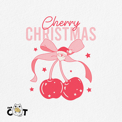 Coquette Christmas _ Cherry Christmas christmas illustration pod print on demand retro retro design