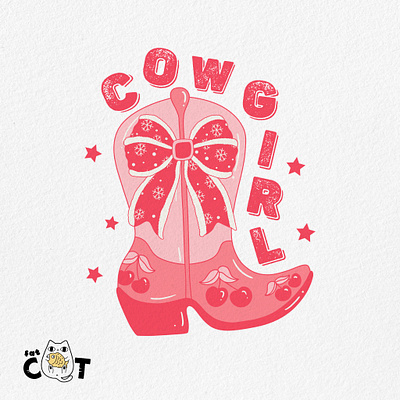 Coquette Christmas _ Cowgirl christmas illustration pod print on demand retro retro design