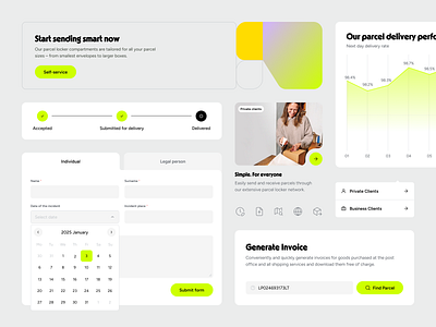 Unisend delivery design system parcel post tracking ui ui design website