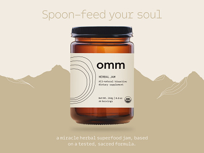 Omm Jam ayuverdic branding chic clean design flat food graphic design health illustration india jam jar label logo minimal om simple